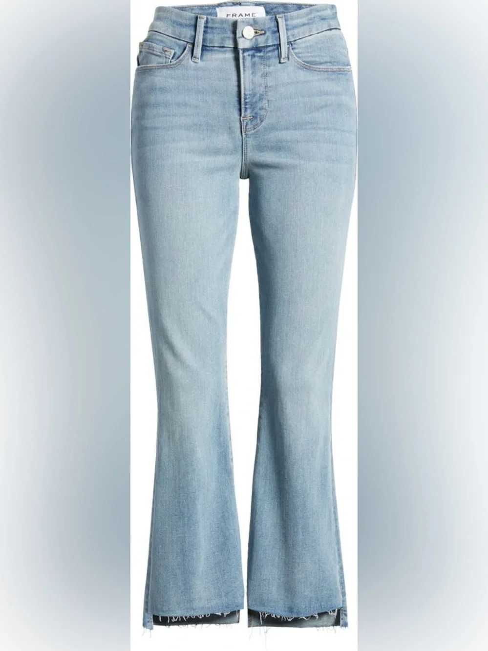 FRAME LE CROP MINI BOOT STAGGER RAW HEM GRENOBLE DESIGNER DENIM JEANS SZ 28 - Picture 5 of 15